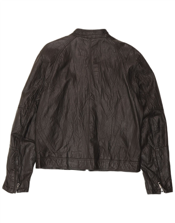 Giacca bomber da uomo vintage in pelle IT 52 XL in pelle nera