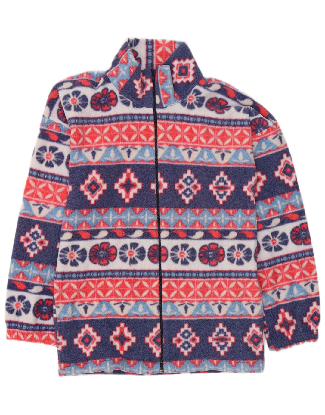 Giacca in pile da donna VINTAGE UK 14 Large Blu Navy Fair Isle