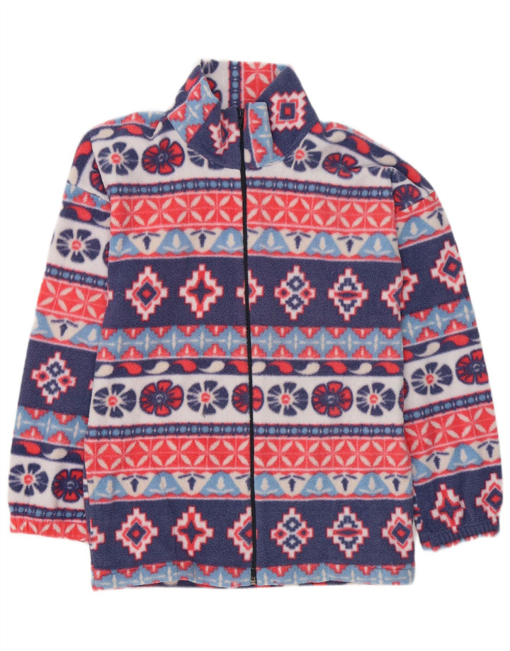Giacca in pile da donna VINTAGE UK 14 Large Blu Navy Fair Isle
