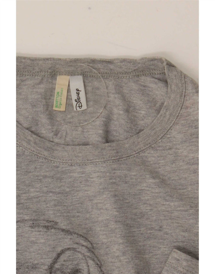 Benetton Donna Disney Graphic Top manica lunga UK 12 Cotone grigio medio