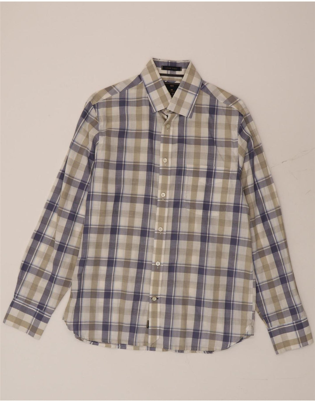 Camicia da uomo Marks & Spencer blu Harbour in cotone a quadri multicolore medio