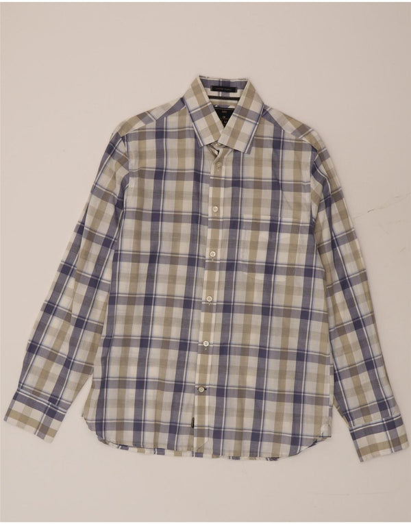 Camicia da uomo Marks & Spencer blu Harbour in cotone a quadri multicolore medio