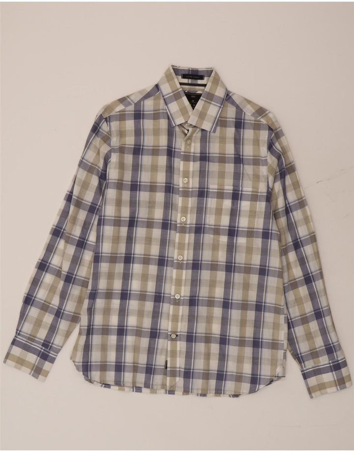 Camicia da uomo Marks & Spencer blu Harbour in cotone a quadri multicolore medio