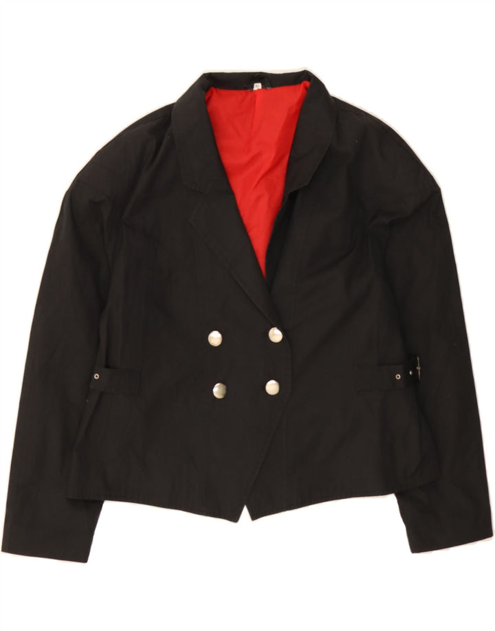 VINTAGE Womens Double Breasted Blazer Jacket EU 42 Large Black Polyester Vintage Vintage and Second-Hand Vintage from Messina Hembry 