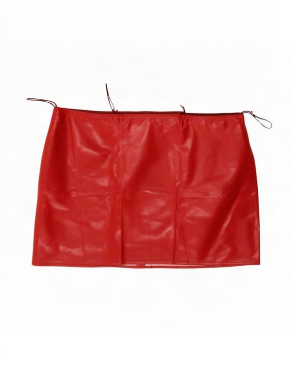 Max & Co. Minigonna da donna in ecopelle UK 10 piccola W30 poliestere rosso