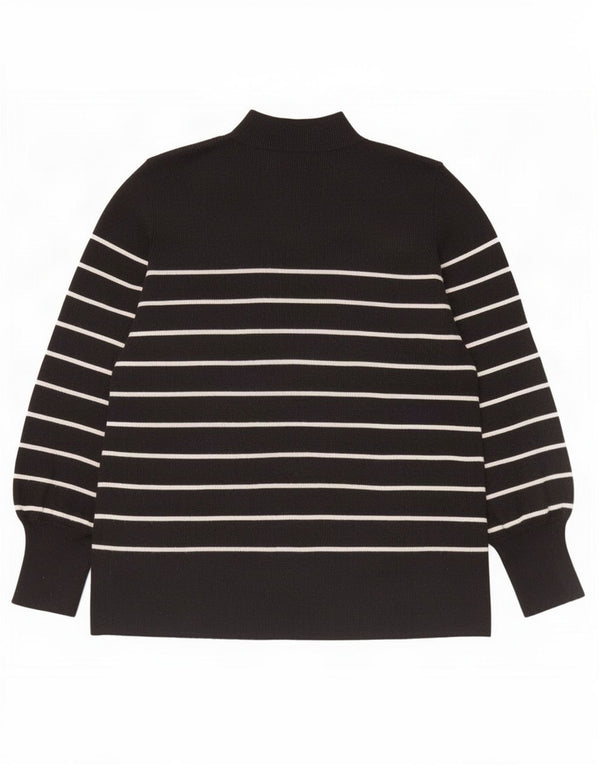 Maglione maglione a collo alto da donna Marks & Spencer UK 18 XL a righe nere