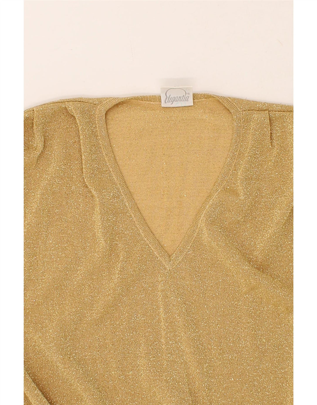 VINTAGE Womens V-Neck Jumper Sweater EU 46 XL Gold Vintage Vintage and Second-Hand Vintage from Messina Hembry 