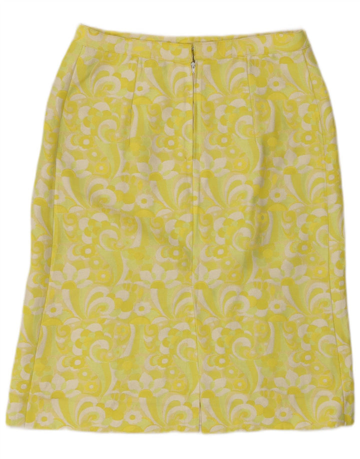 Gonna dritta da donna vintage W30 floreale giallo medio