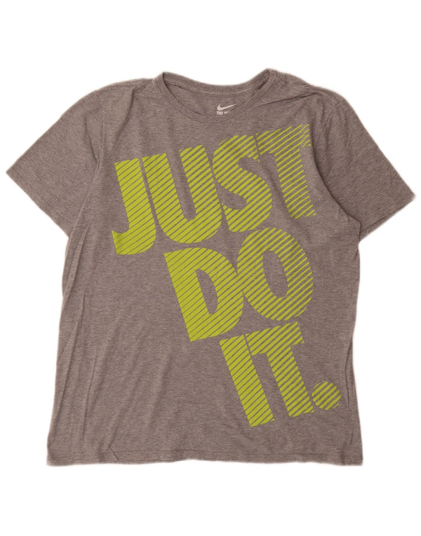 Nike Mens Athletic Cut Graphic T-Shirt Top Large Grey Flecked