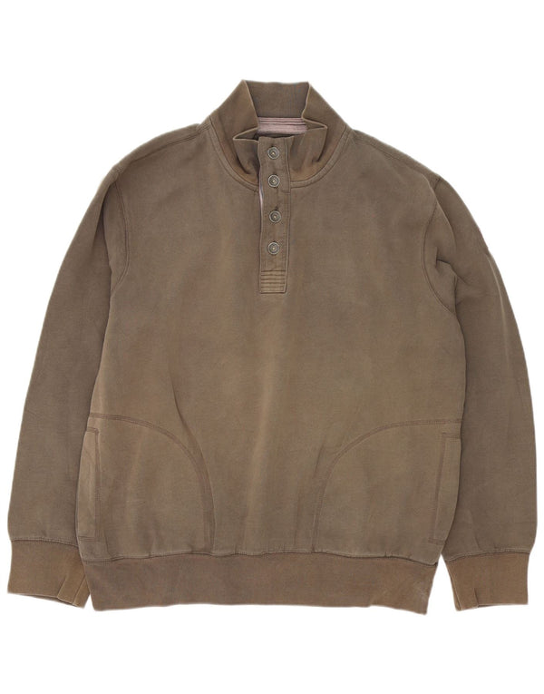 Felpa con collo con bottoni grafici da uomo Marks & Spencer 2XL cotone marrone