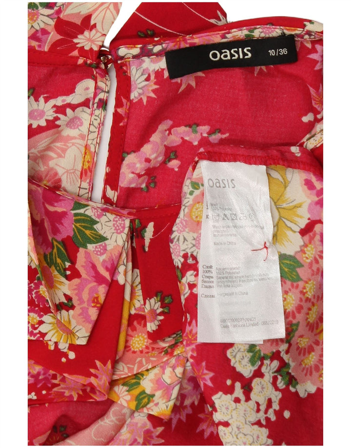 Camicetta senza maniche da donna Oasis UK 10 Piccolo poliestere floreale rosso