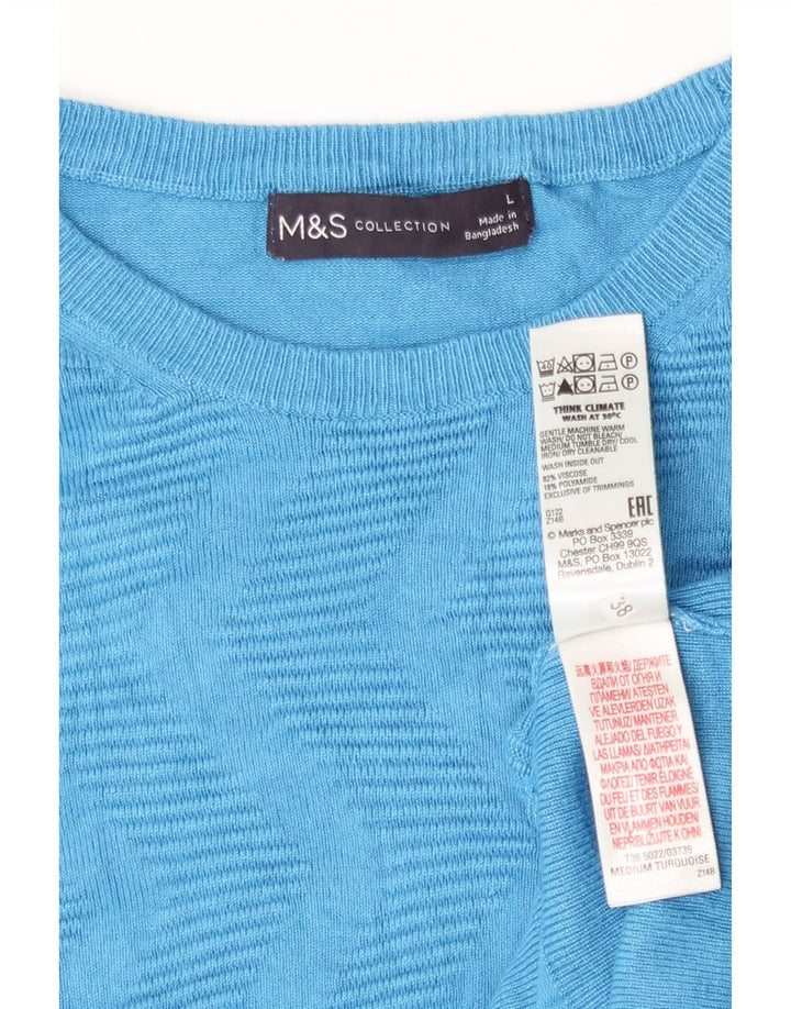 Maglione maglione girocollo da donna Marks & Spencer UK 16 Grande blu geometrico