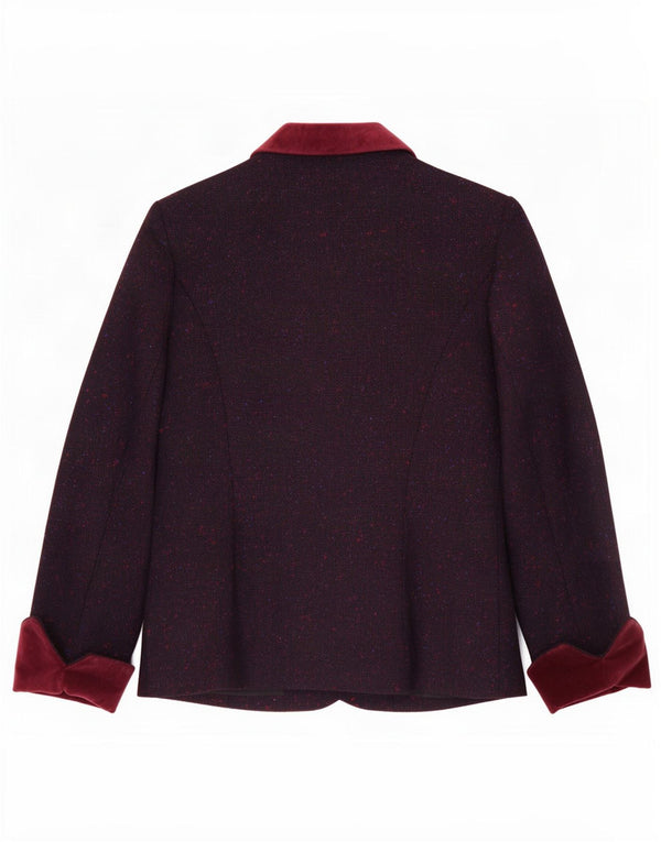 Giacca blazer a 3 bottoni da donna Reldan UK 14 Lana nuova chiazzata bordeaux media