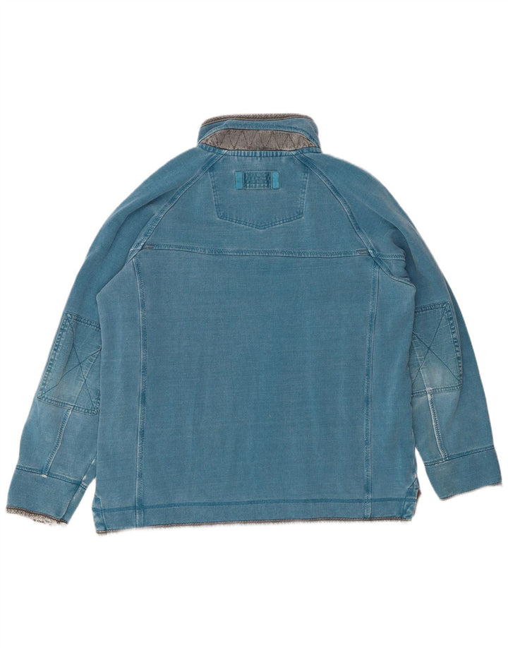 FAT FACE Felpa da uomo con collo con zip, maglione grande, cotone blu