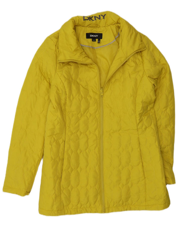 Giacca imbottita da donna Dkny UK 12 poliestere giallo medio moderno