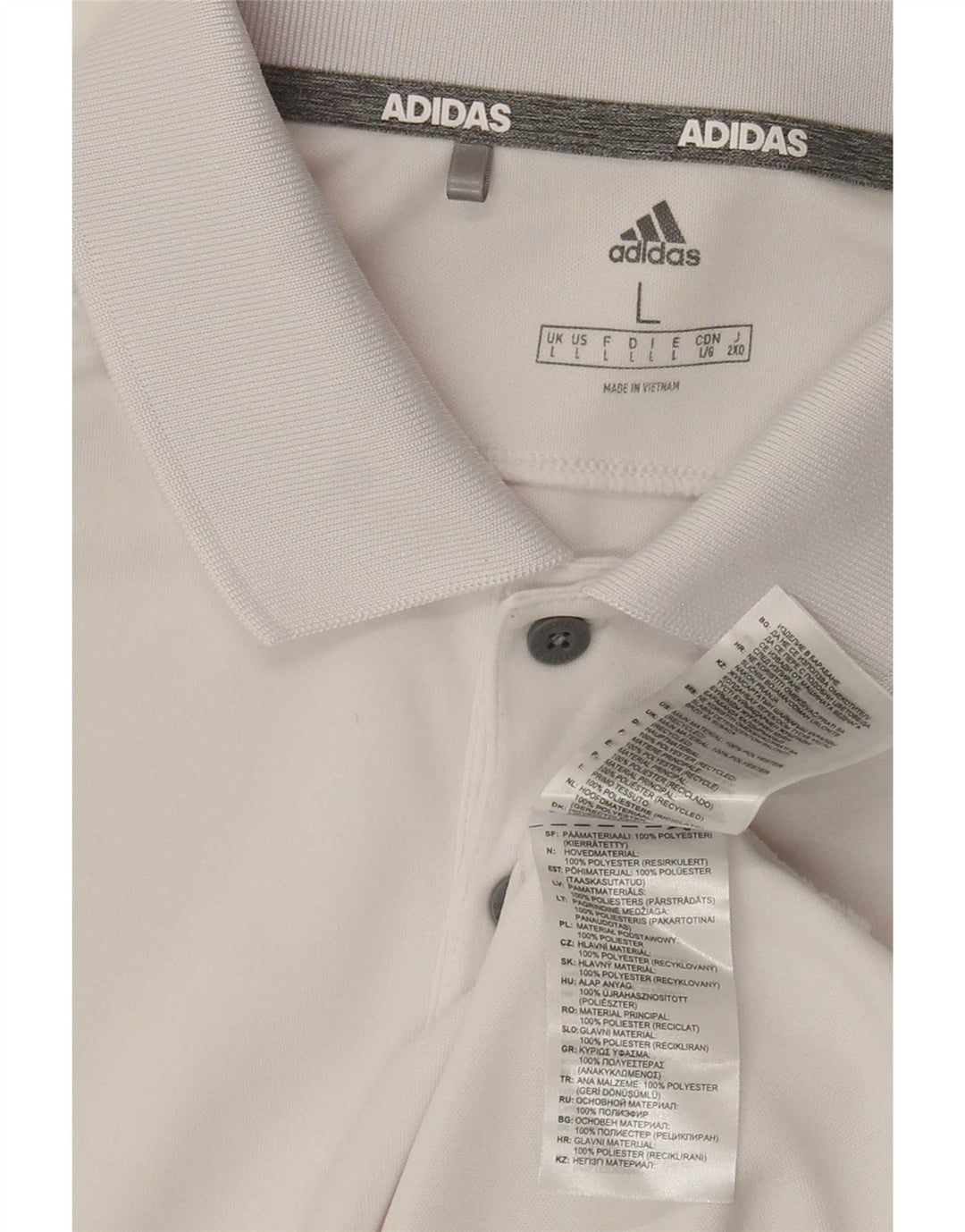 Polo Adidas da uomo grande in poliestere bianco