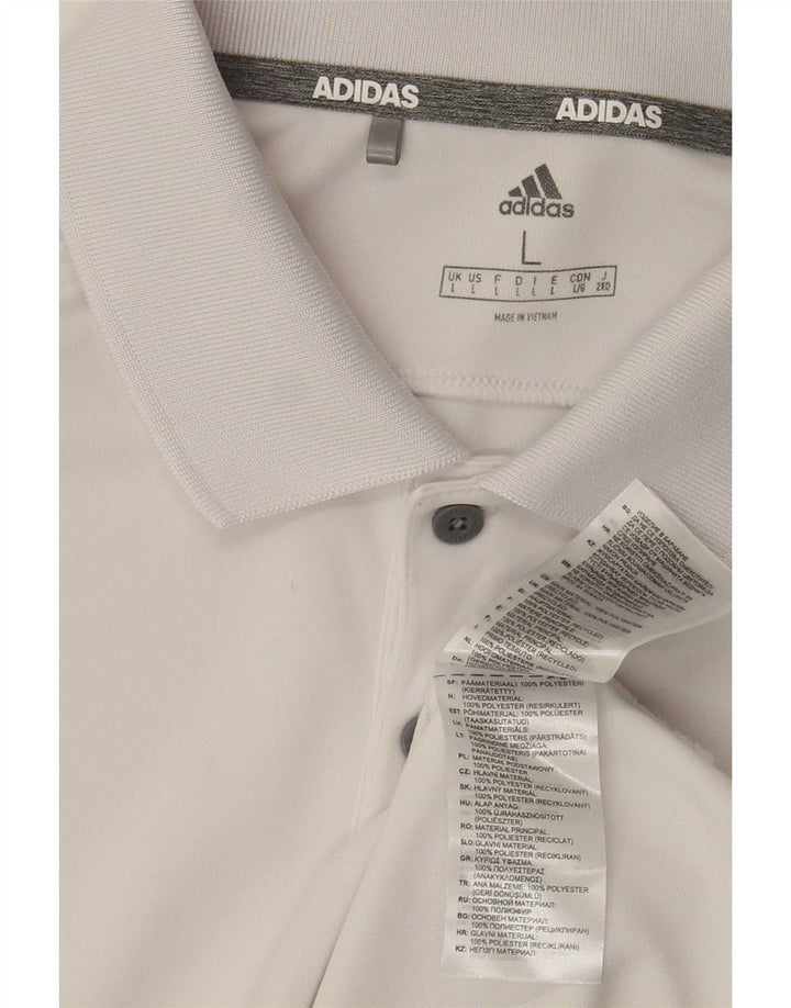 Polo Adidas da uomo grande in poliestere bianco