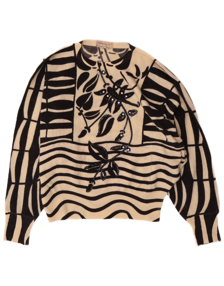 MARLY'S Maglione da donna girocollo a pipistrello maglione EU 46 XL bianco floreale