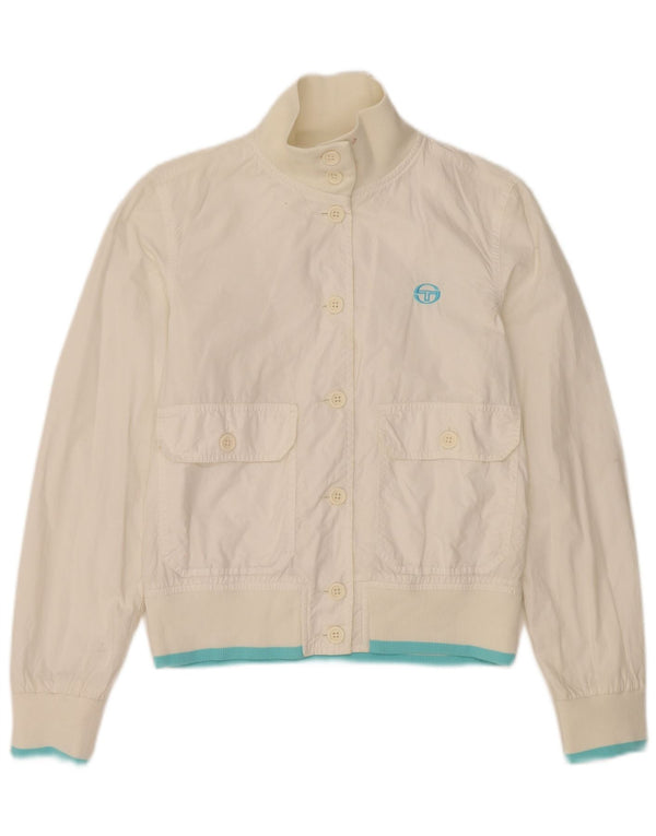 Giubbotto bomber corto da donna Sergio Tacchini UK 10 piccolo poliestere bianco
