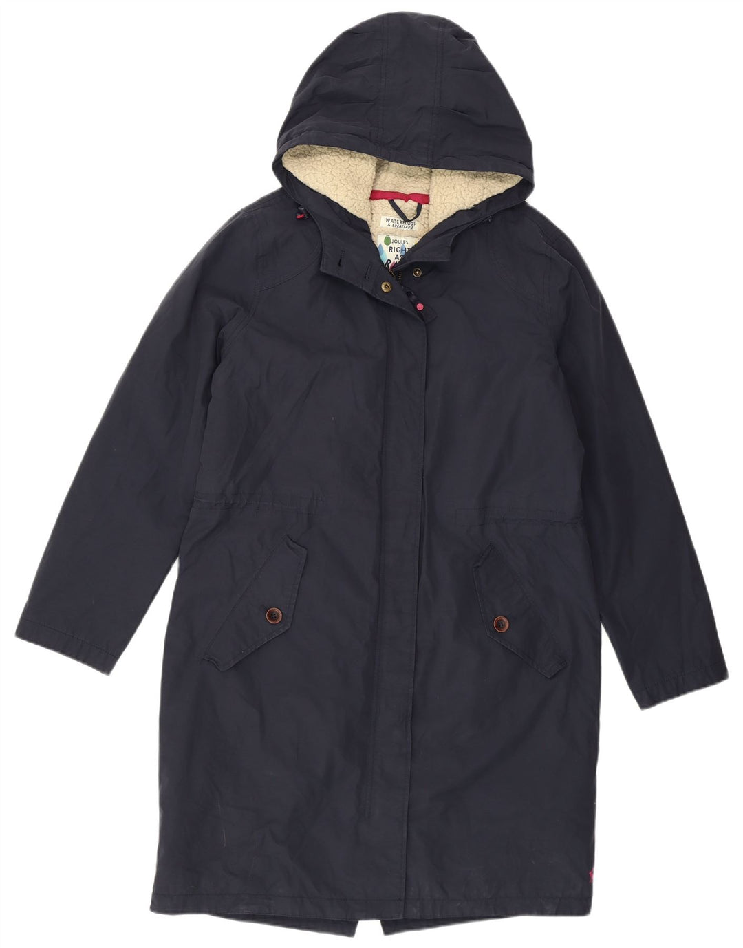 Impermeabile Sherpa con cappuccio da donna Joules UK 12 medio cotone blu navy