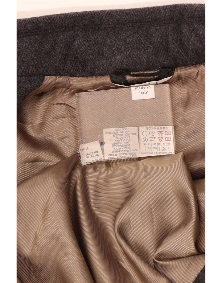 Cappotto doppiopetto militare da donna Marella UK 10 piccolo in lana grigia