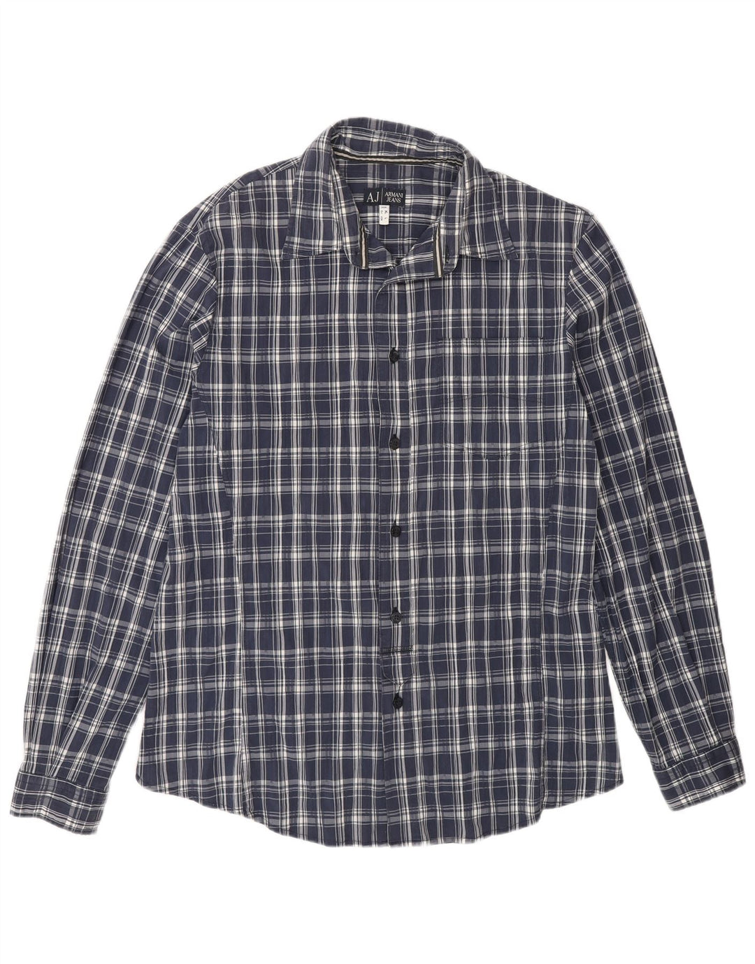 Camicia Armani Jeans Uomo in cotone a quadri larghi blu