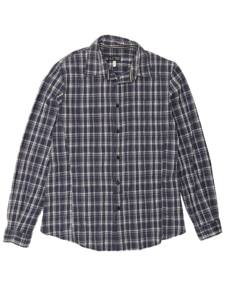 Camicia Armani Jeans Uomo in cotone a quadri larghi blu