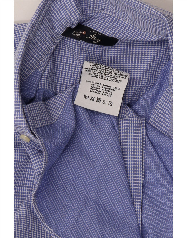 Camicia da uomo FAY taglia 42 16 1/2 grande cotone maculato blu