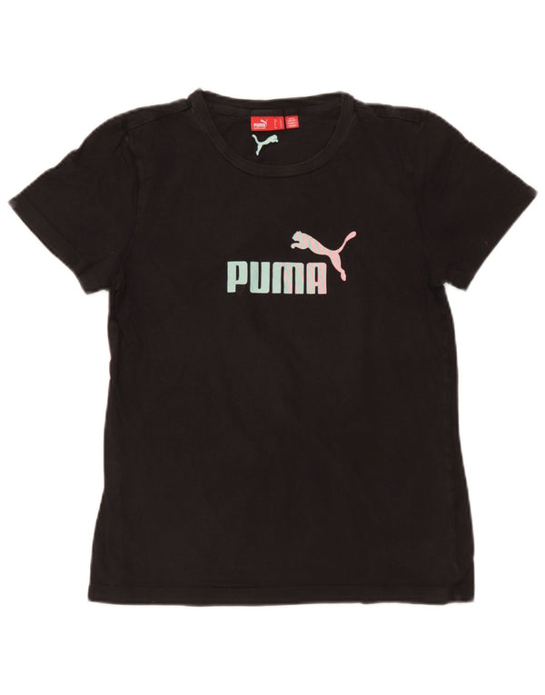 Puma Womens Graphic T-Shirt Top UK 14 Large Black Cotton