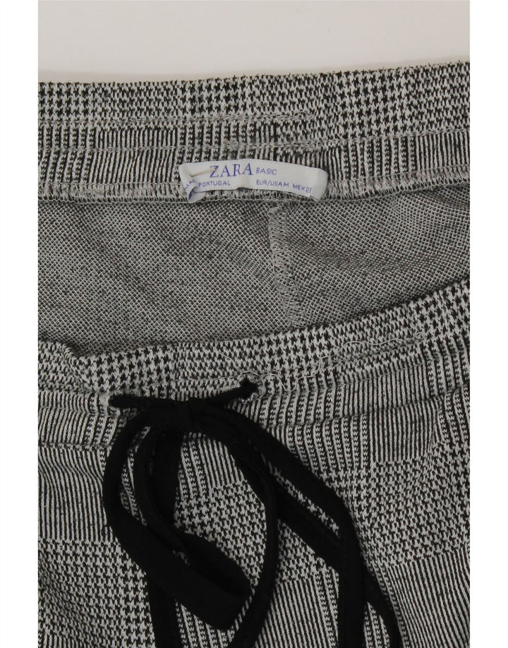 Pantaloni da tuta corti da donna Zara UK 12 pied de poule grigio medio