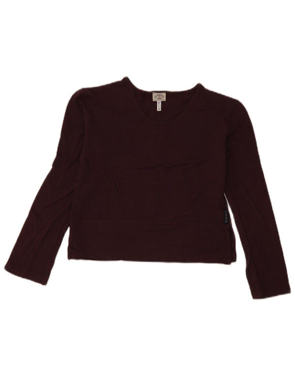 Armani Jeans Donna Crop Top Manica Lunga IT 44 Viscosa Bordeaux Medio