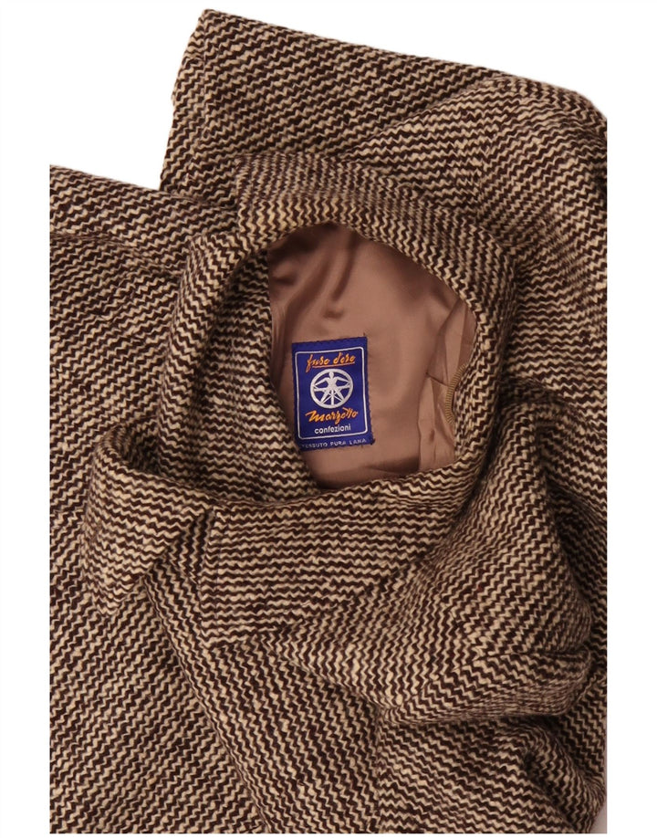 Cappotto doppiopetto da uomo Marzotto UK 36 Lana vergine a righe piccole marroni