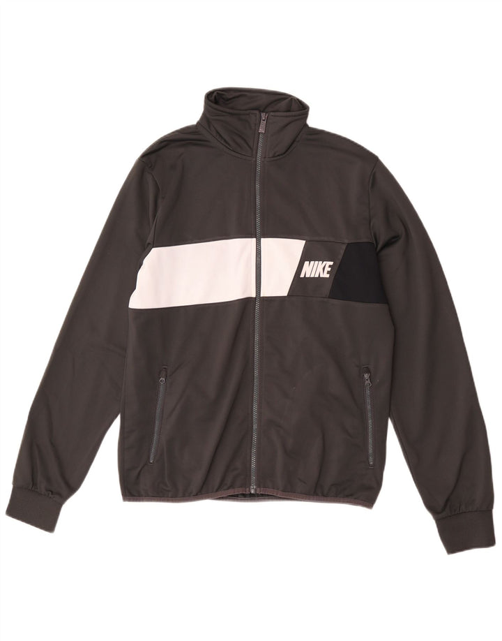 Giacca da uomo con grafica grafica Nike, giacca color grigio medio