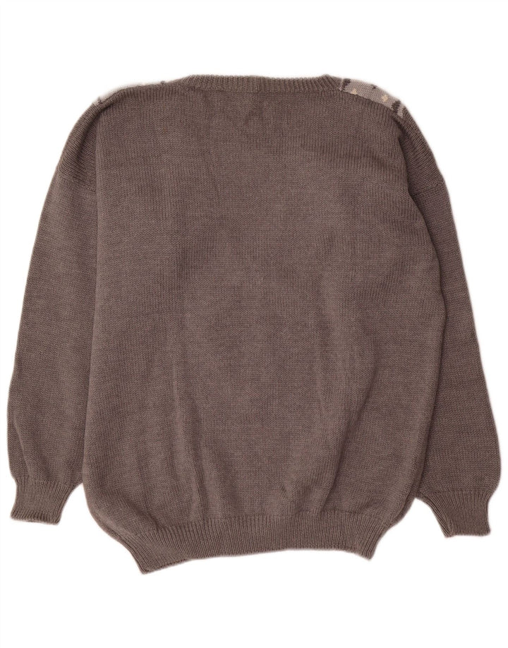 Maglione da donna con scollo a V BENETTON IT 44 Grigio medio Argyle/Diamante