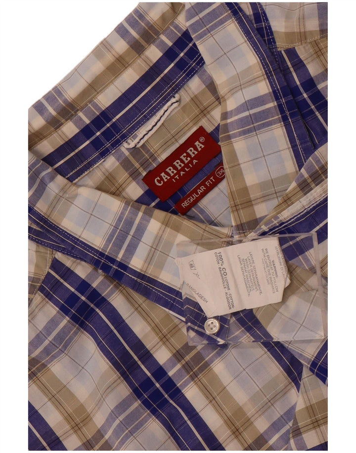 Camicia a maniche corte vestibilità regolare da uomo Carrera 3XL cotone a quadri blu