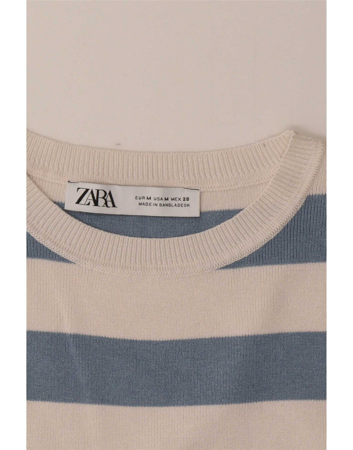 Canotta corta da donna Zara UK 12 a righe blu medio