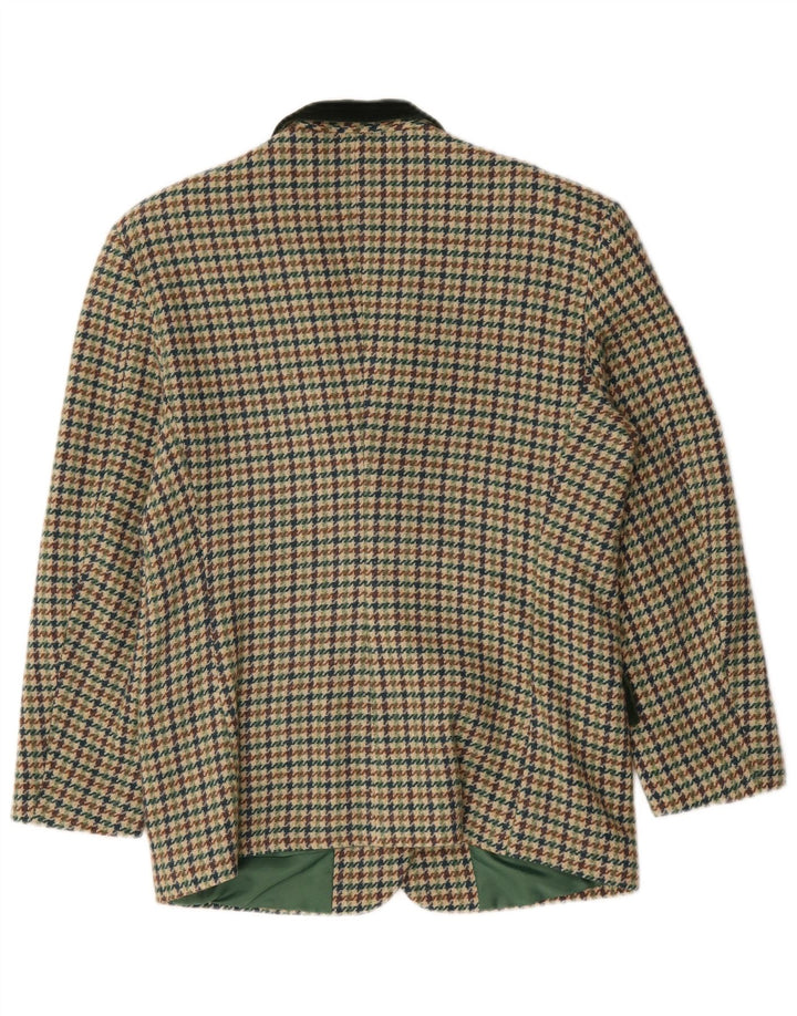 Giacca blazer a 3 bottoni da donna Oxford UK 14 Lana pied de poule verde medio