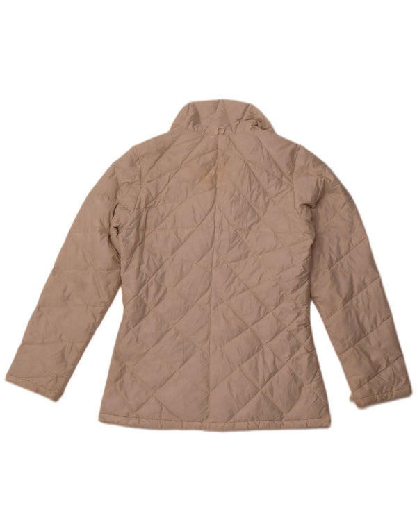 PATAGONIA Giacca imbottita trapuntata da donna UK 10 Small Poliestere bianco sporco