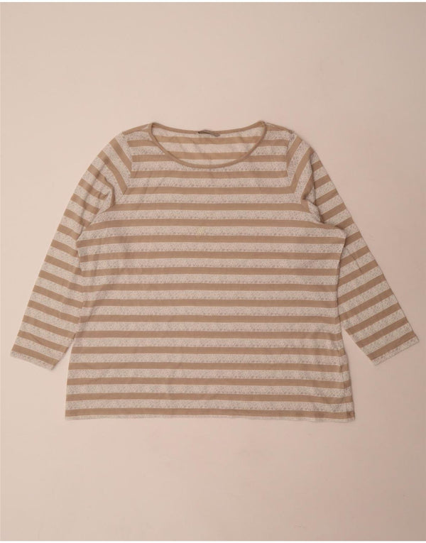 Top manica lunga da donna Marks & Spencer UK 24 4XL Viscosa a righe beige