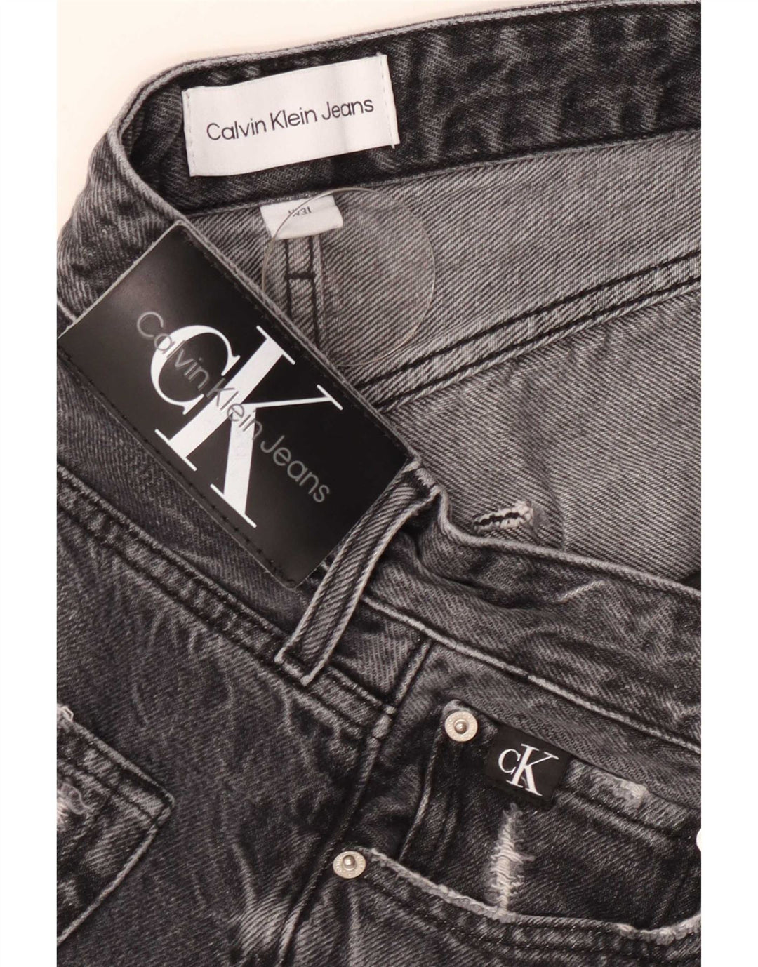 Jeans slim invecchiati da uomo Calvin Klein W31 L27 Grigi