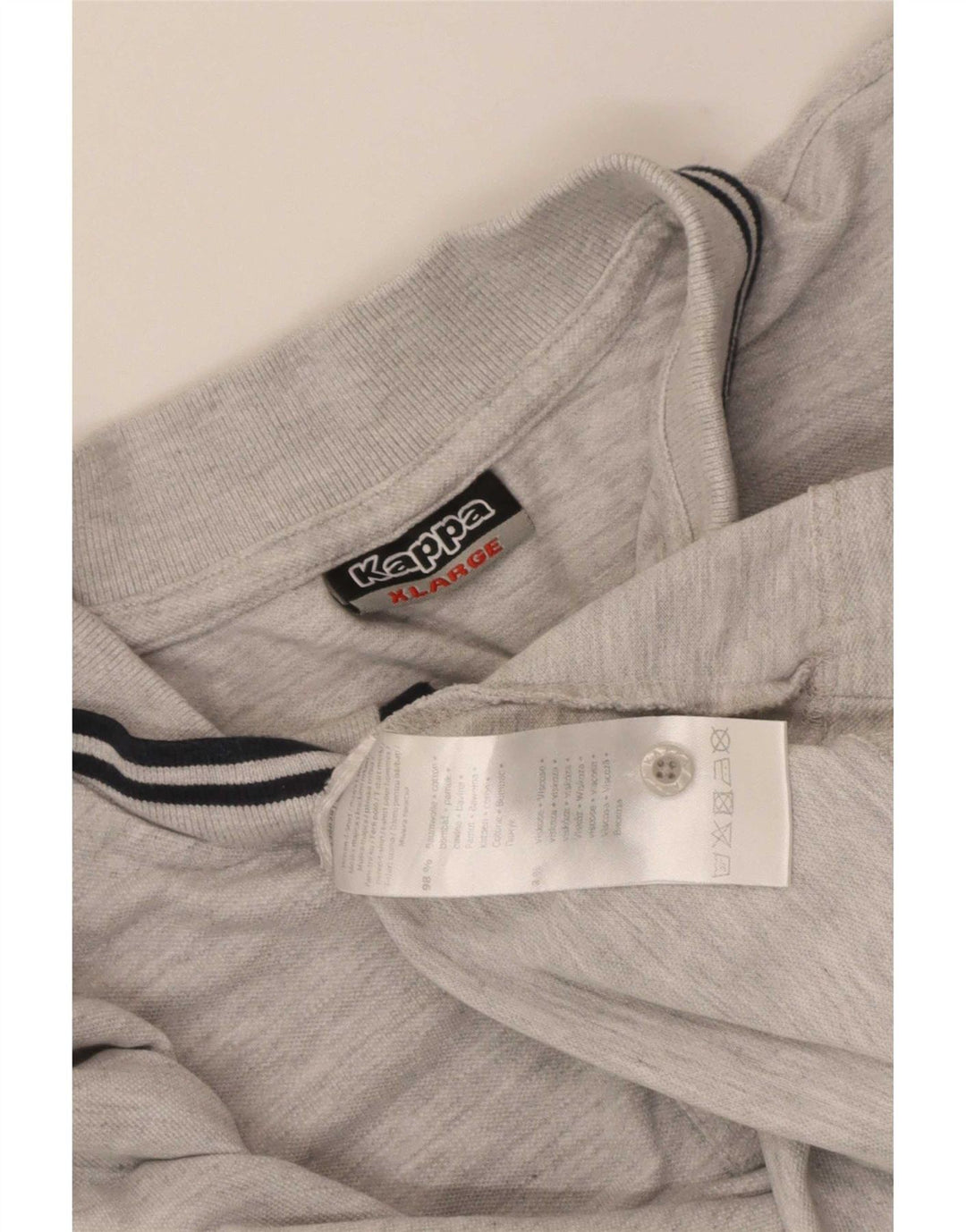 Polo Kappa Uomo XL Cotone Rigato Grigio