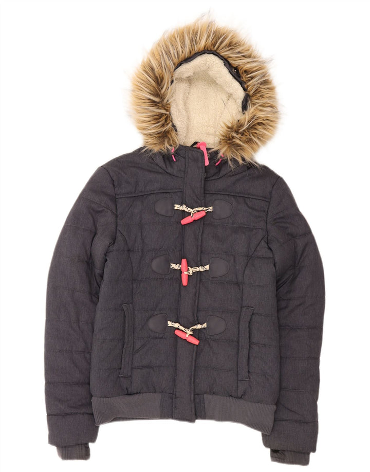 Borsone imbottito con cappuccio da donna Superdry UK 10 piccolo poliestere grigio