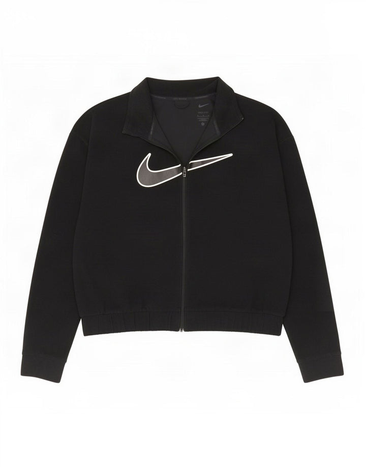 Giacca in pile grafica Nike Dri Fit da donna UK 14 poliestere nero medio