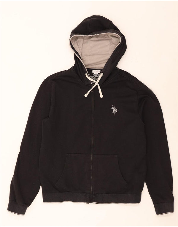 Polo Assn. Maglione con cappuccio e zip da uomo XL in cotone nero