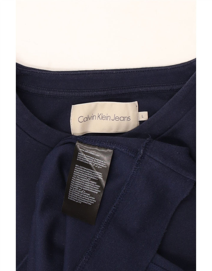 CALVIN KLEIN JEANS Felpa da uomo Maglione Large Blu Navy Cotone
