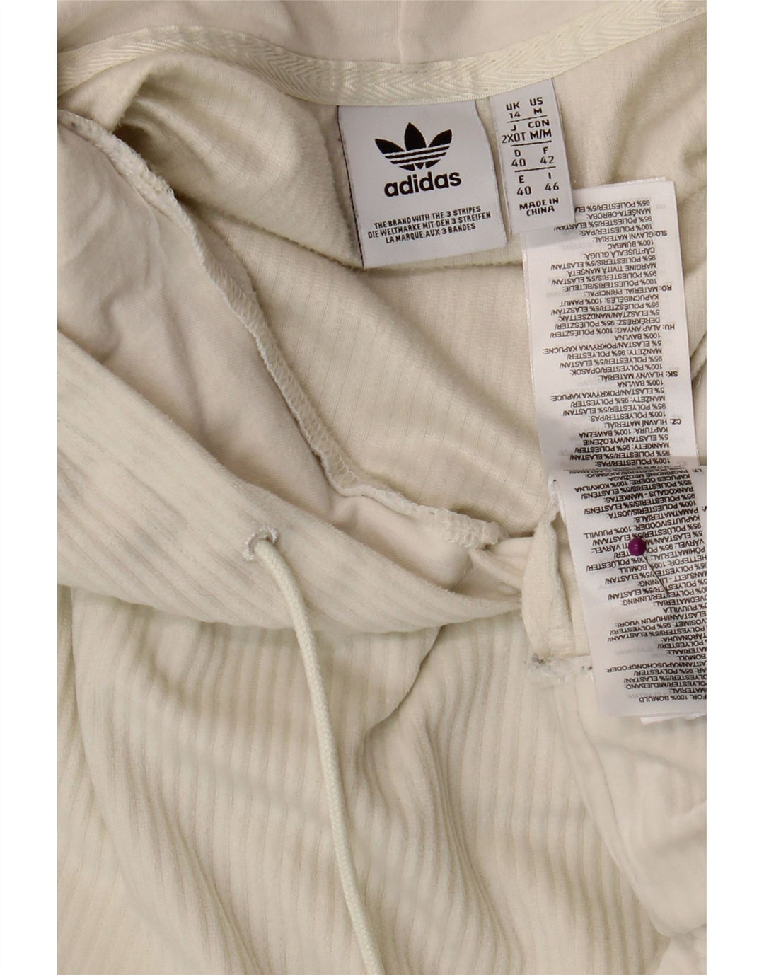 ADIDAS Womens Oversized Hoodie Jumper UK 14 Medium Beige Polyester Vintage Adidas and Second-Hand Adidas from Messina Hembry 