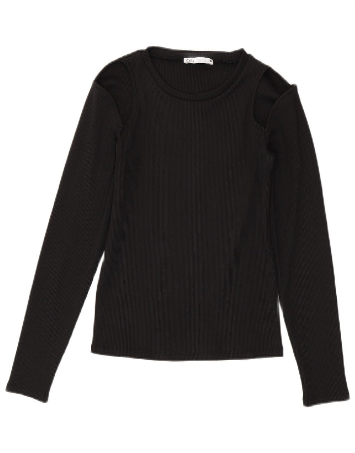 Top corto da donna Zara a maniche lunghe UK 8 piccolo poliestere nero