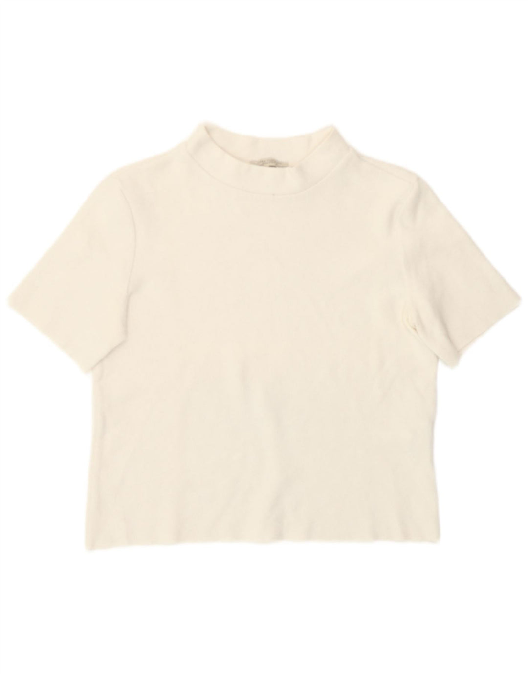 T-shirt corta da donna Zara UK 12 cotone bianco medio