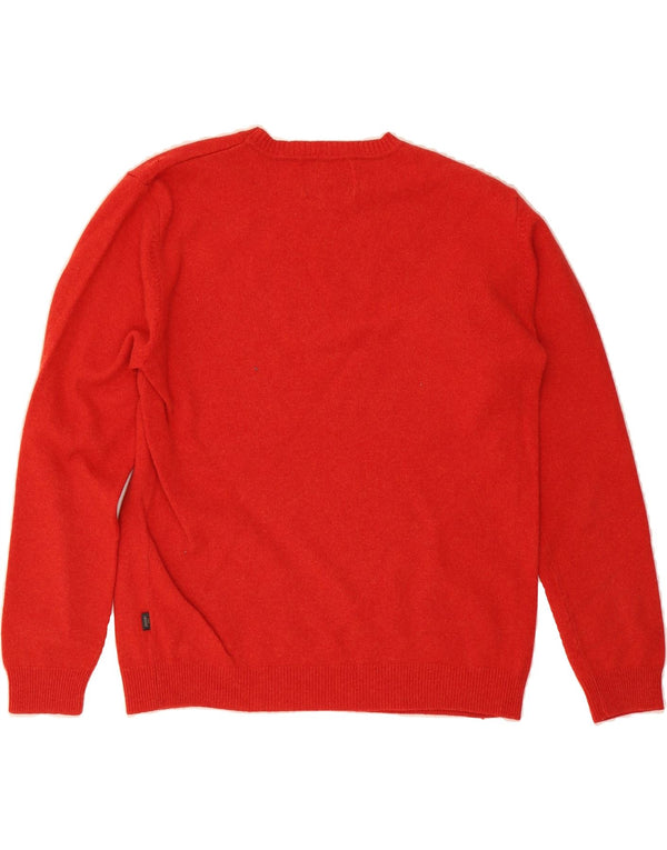 JOOP Mens Crew Neck Jumper Sweater 2XL Red Wool