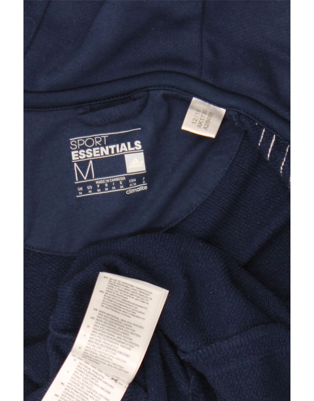 Maglione con cappuccio e zip ADIDAS da uomo Climalite medio in poliestere blu navy